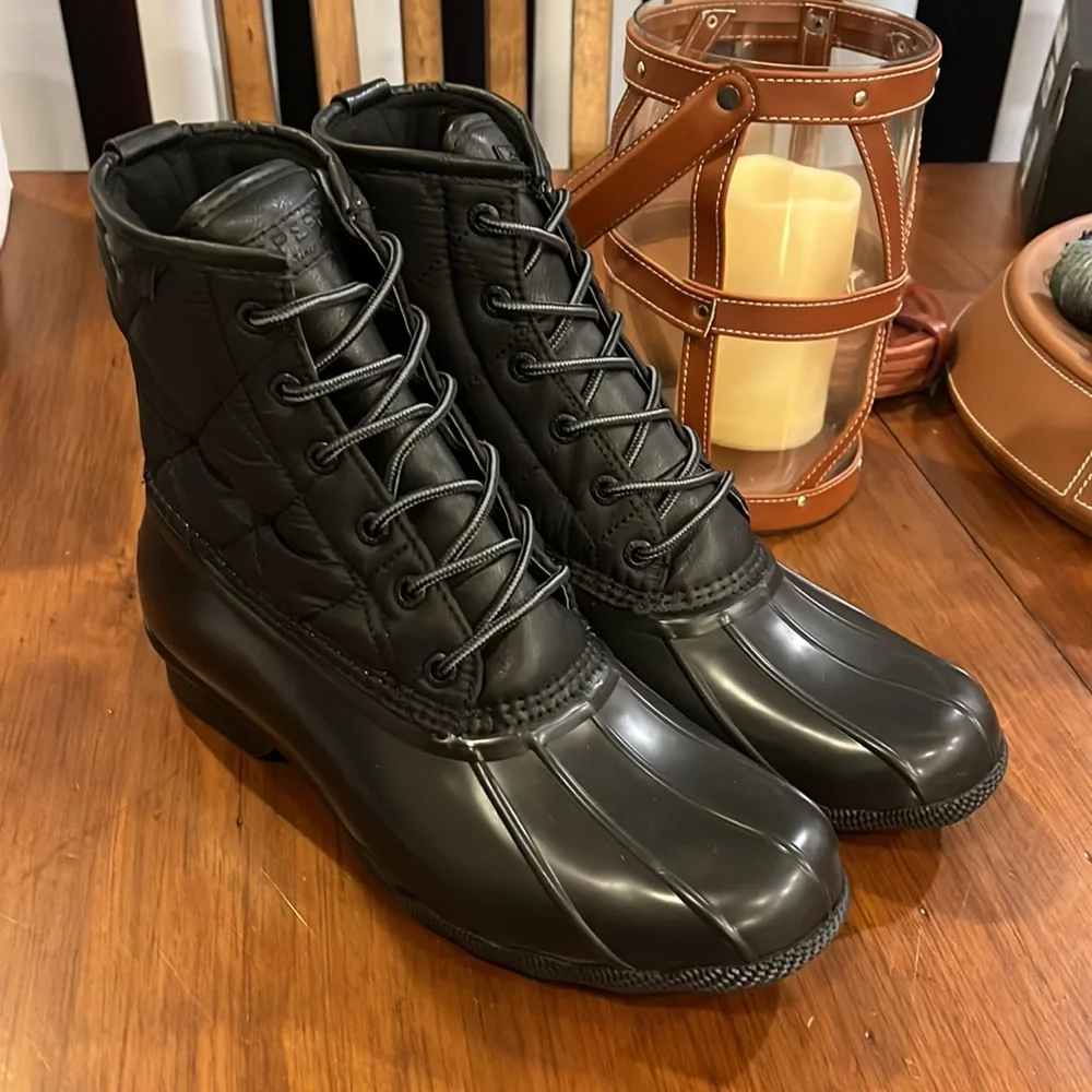 Sperry Saltwater Duck Nylon Boots black new Mens Size 9.5